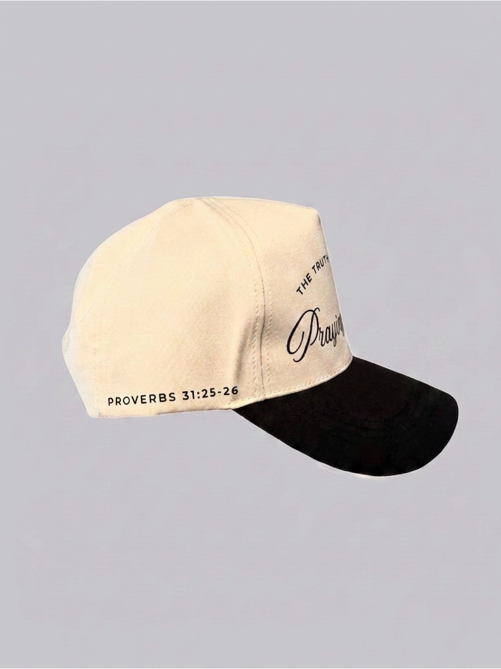 "Praying Mama" Two-Tone Baseball Cap - Cream & Black - Picture 3 of 3